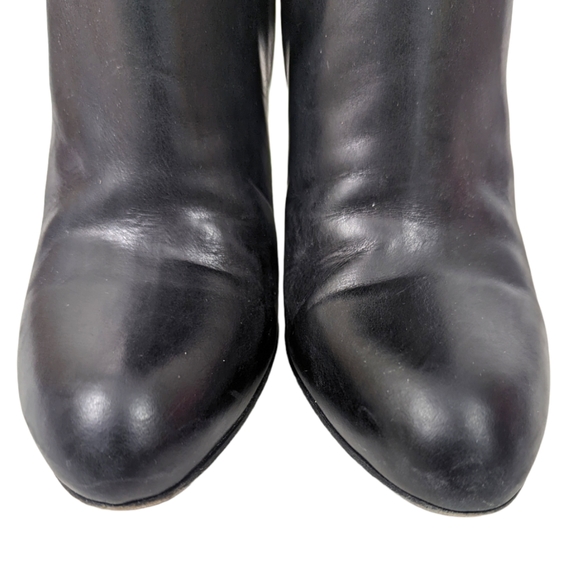 Cole Haan Leather Knee High Boots Heeled Patent Leather Womens 7.5 Black Block - Picture 6 of 14